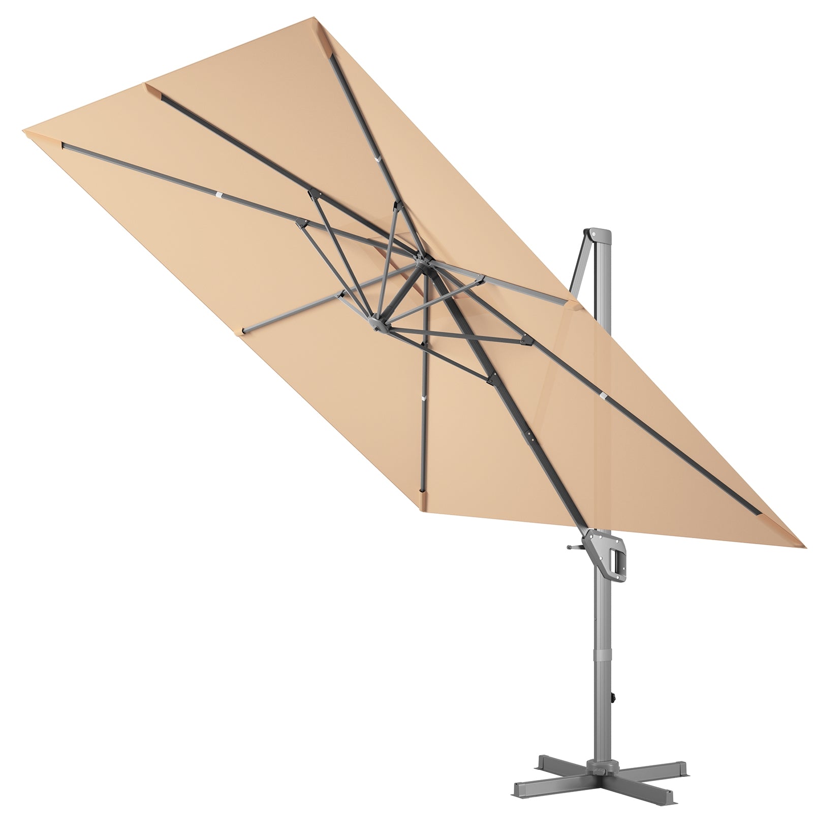 10 x 10 Feet Patio Offset Cantilever Umbrella with Aluminum 360-degree Rotation Tilt, Beige Outdoor Umbrellas   at Gallery Canada