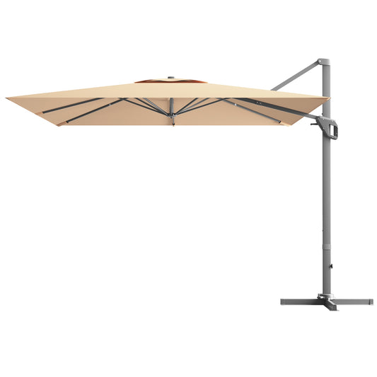 10 x 10 Feet Patio Offset Cantilever Umbrella with Aluminum 360-degree Rotation Tilt, Beige Outdoor Umbrellas Beige  at Gallery Canada