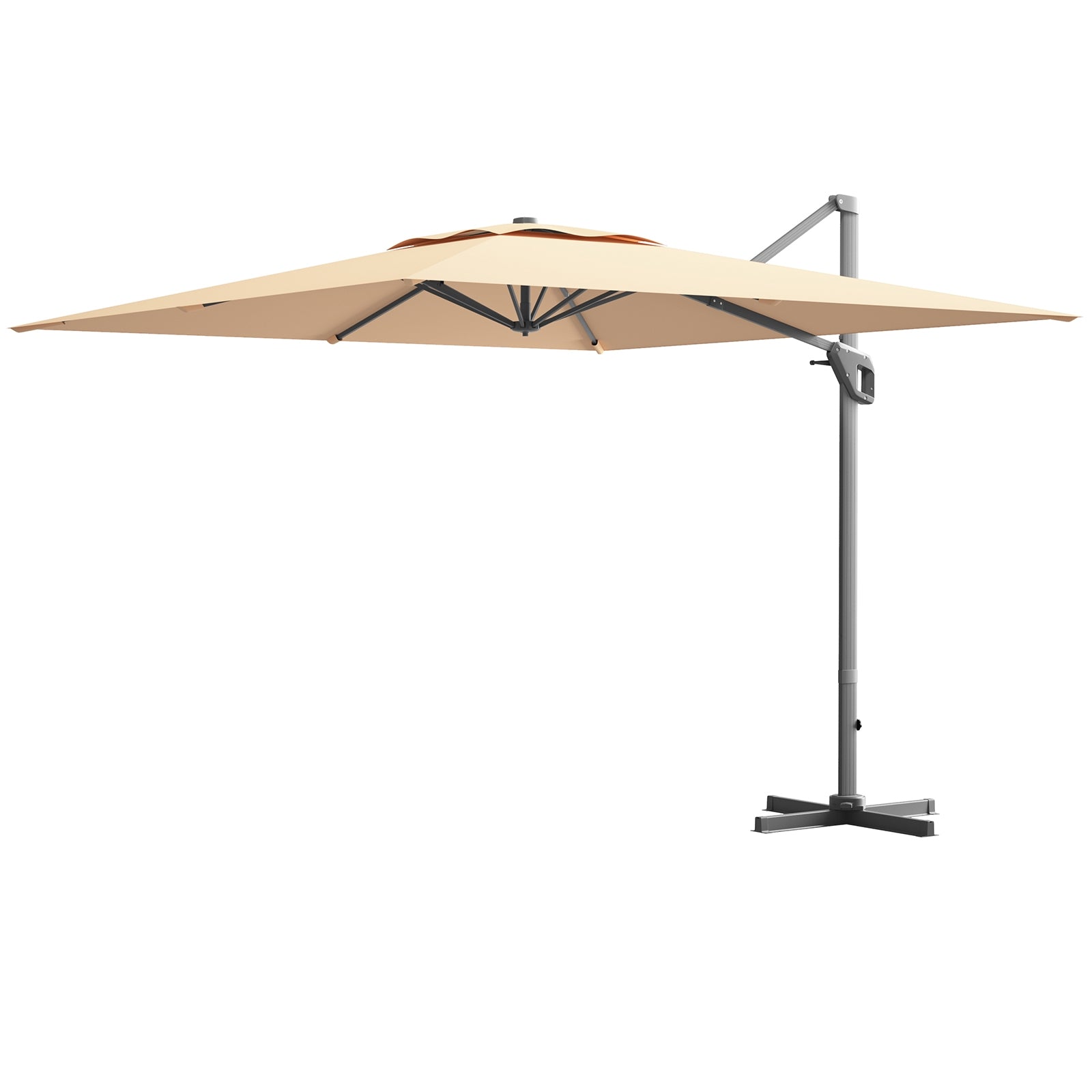 10 x 10 Feet Patio Offset Cantilever Umbrella with Aluminum 360-degree Rotation Tilt, Beige Outdoor Umbrellas   at Gallery Canada