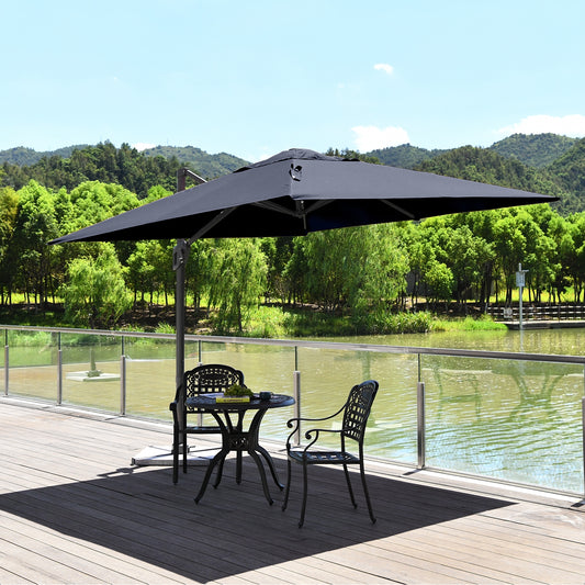 10 x 10 Feet Patio Offset Cantilever Umbrella with Aluminum 360-degree Rotation Tilt, Navy Outdoor Umbrellas Navy  at Gallery Canada