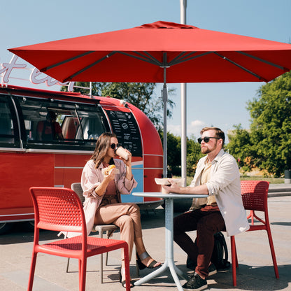 10 x 10 Feet Patio Offset Cantilever Umbrella with Aluminum 360-degree Rotation Tilt, Orange Outdoor Umbrellas   at Gallery Canada