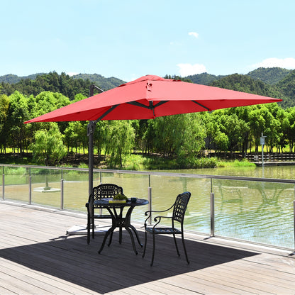 10 x 10 Feet Patio Offset Cantilever Umbrella with Aluminum 360-degree Rotation Tilt, Orange Outdoor Umbrellas   at Gallery Canada