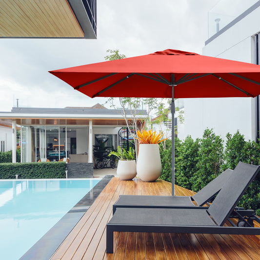 10 x 10 Feet Patio Offset Cantilever Umbrella with Aluminum 360-degree Rotation Tilt, Orange Outdoor Umbrellas Orange  at Gallery Canada