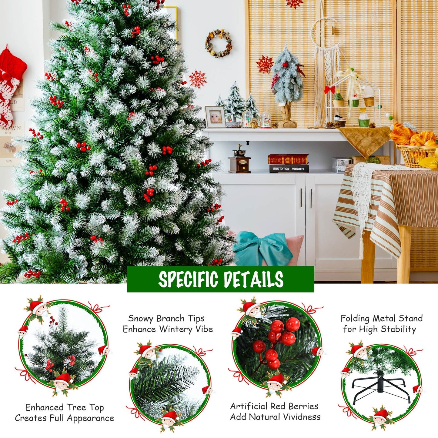 Artificial PVC Christmas Tree with Branch Tips and Metal Stand-6 ft, Green - Gallery Canada