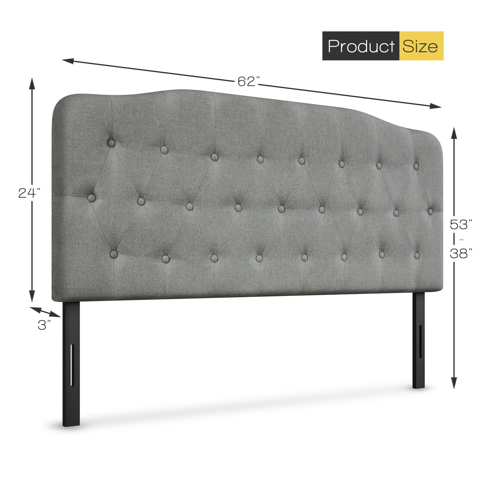 Queen Upholstered Headboard with Adjustable Heights, Light Gray Headboards   at Gallery Canada