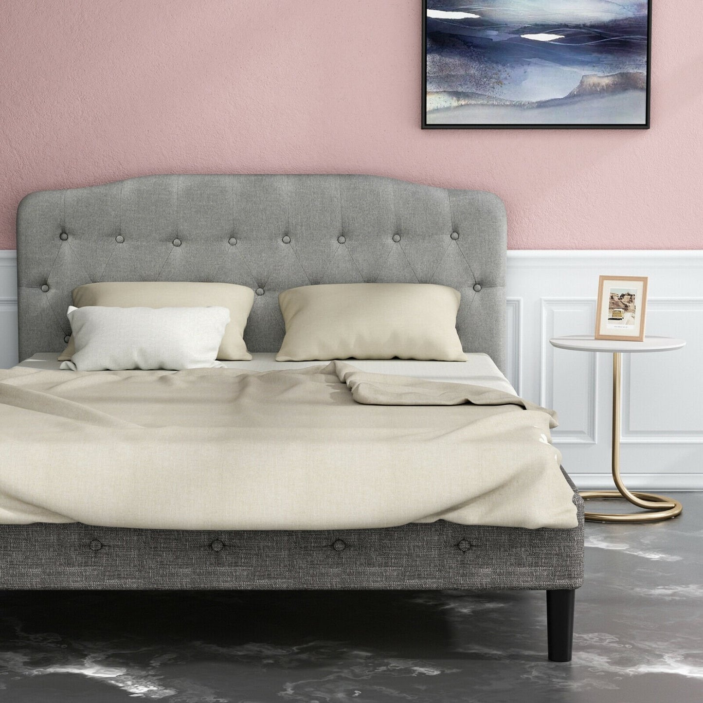 Queen Upholstered Headboard with Adjustable Heights, Light Gray Headboards   at Gallery Canada