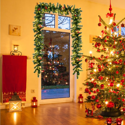 9 Feet Pre-lit Artificial Christmas Garland Red Berries with LED, Green Christmas Decor & Accessories   at Gallery Canada