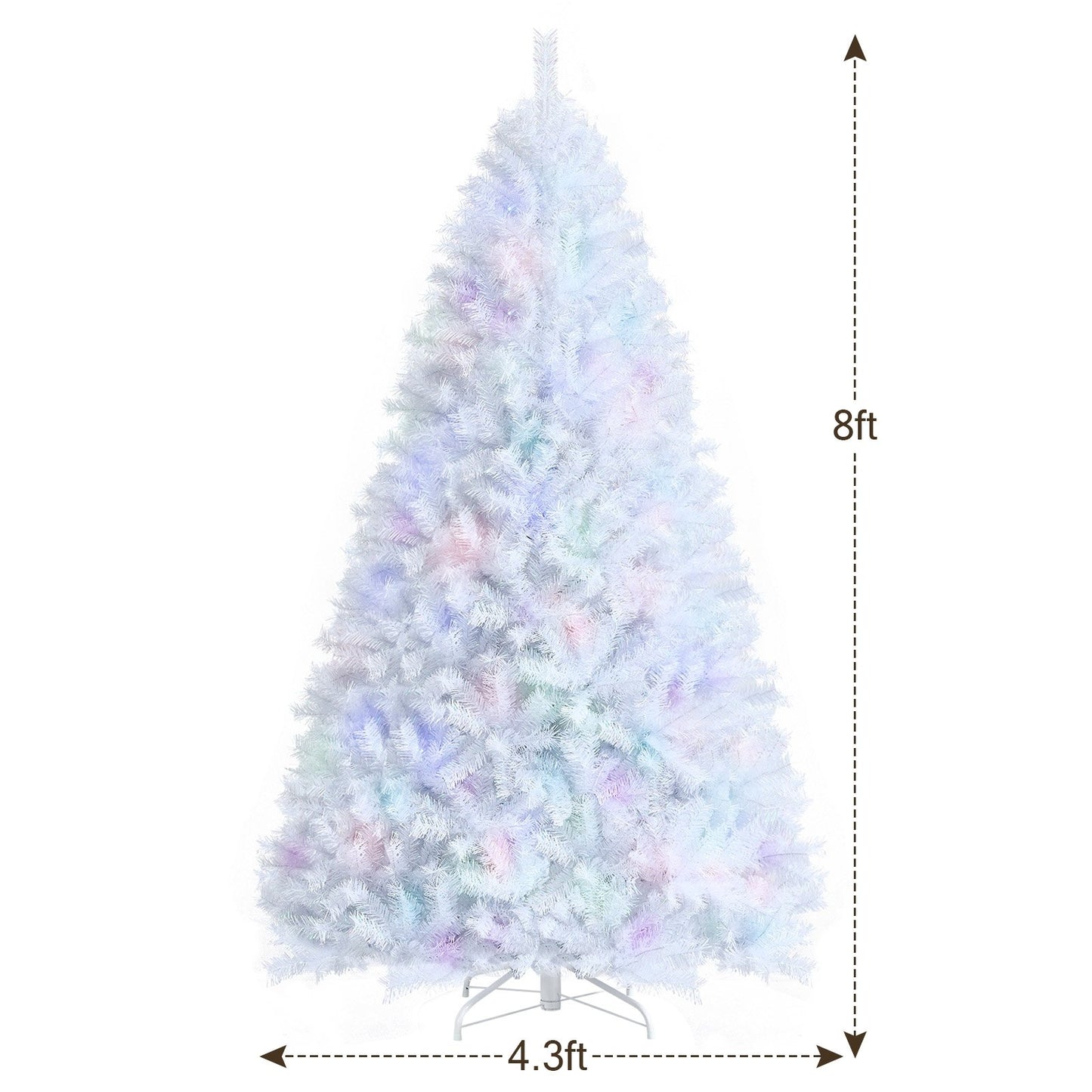 8 Feet Artificial Christmas Tree with 1636 Iridescent Branch Tips, White Christmas Tree   at Gallery Canada