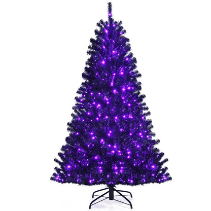 Black Artificial Christmas Halloween Tree with Purple LED Lights-6', Black - Gallery Canada