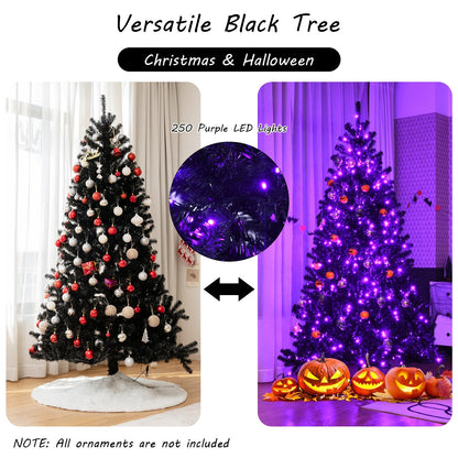 Black Artificial Christmas Halloween Tree with Purple LED Lights-6', Black - Gallery Canada