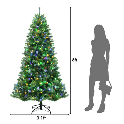 Artificial Hinged Christmas Tree with Remote-controlled Color-changing LED Lights-6', Green Christmas Tree   at Gallery Canada