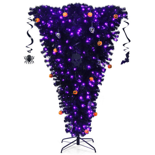 6 Feet Upside Down Artificial Christmas Tree with 270 Purple LED lights, Black Christmas Tree   at Gallery Canada