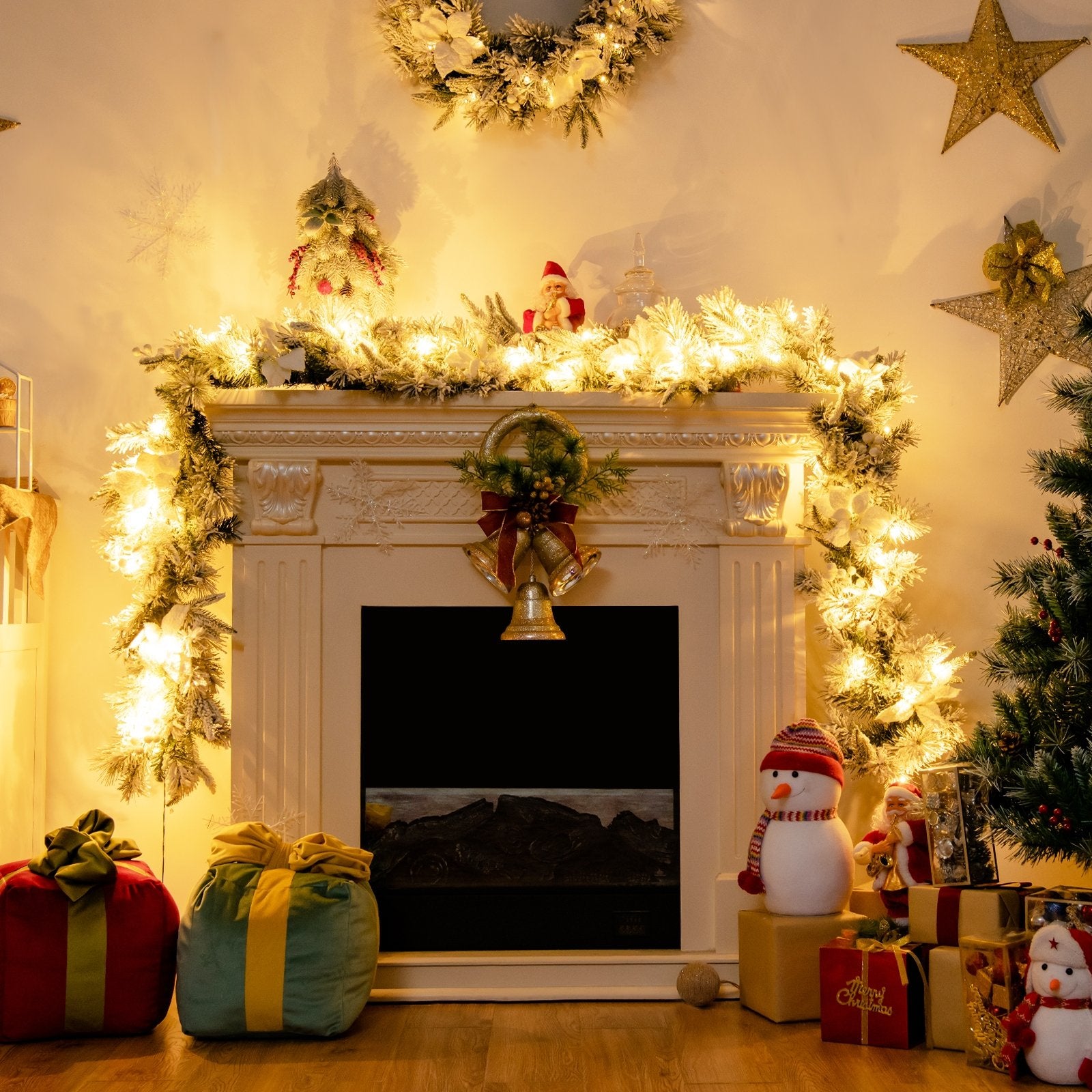 9 Feet Pre-Lit Artificial Christmas Garland with 50 LED Lights, White Christmas Decor & Accessories   at Gallery Canada