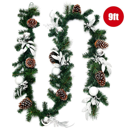 9 Feet Pre-Lit Artificial Christmas Garland with LED Lights, Green Christmas Decor & Accessories   at Gallery Canada