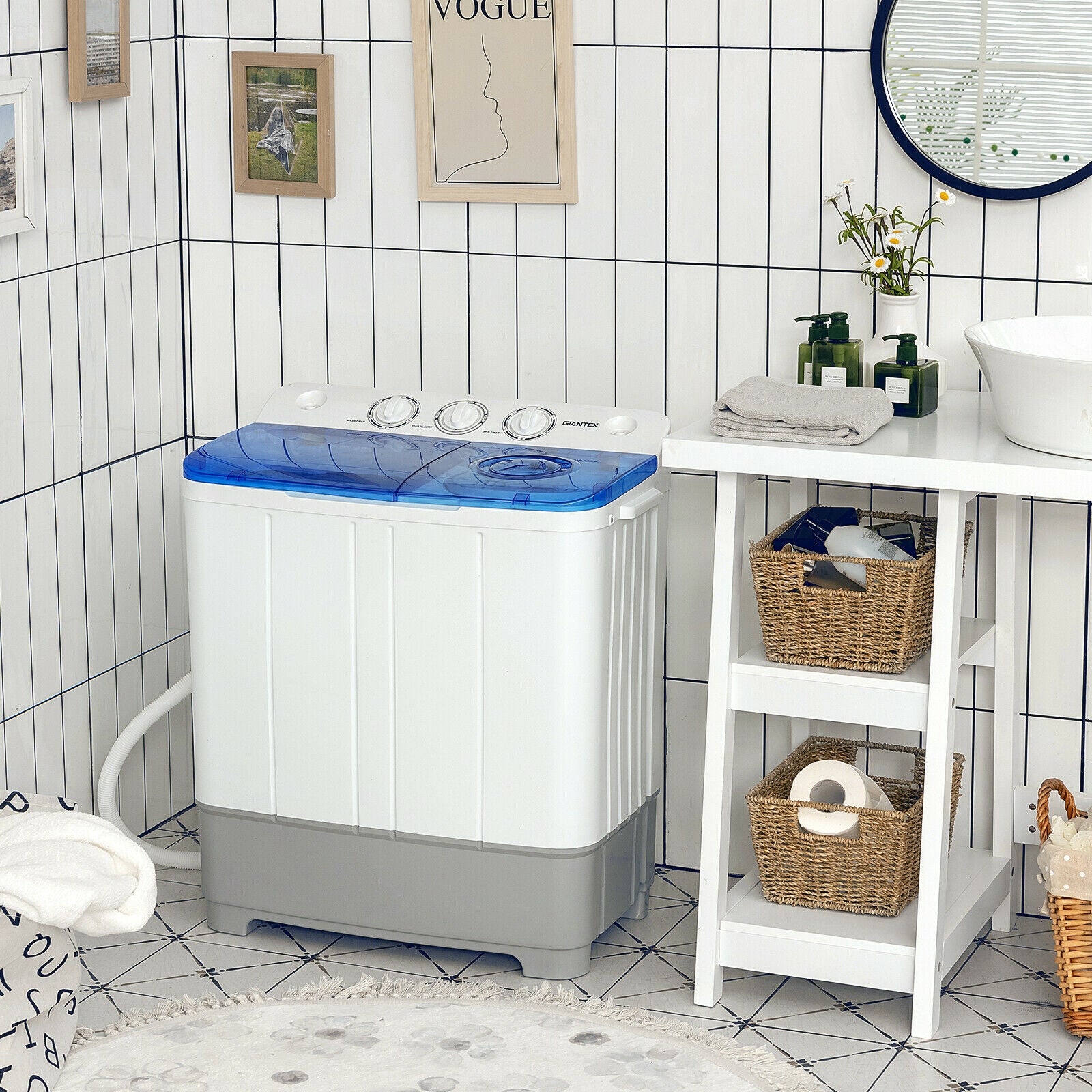 2-in-1 Portable 22lbs Capacity Washing Machine with Timer Control, Blue Washing Machines at Gallery Canada