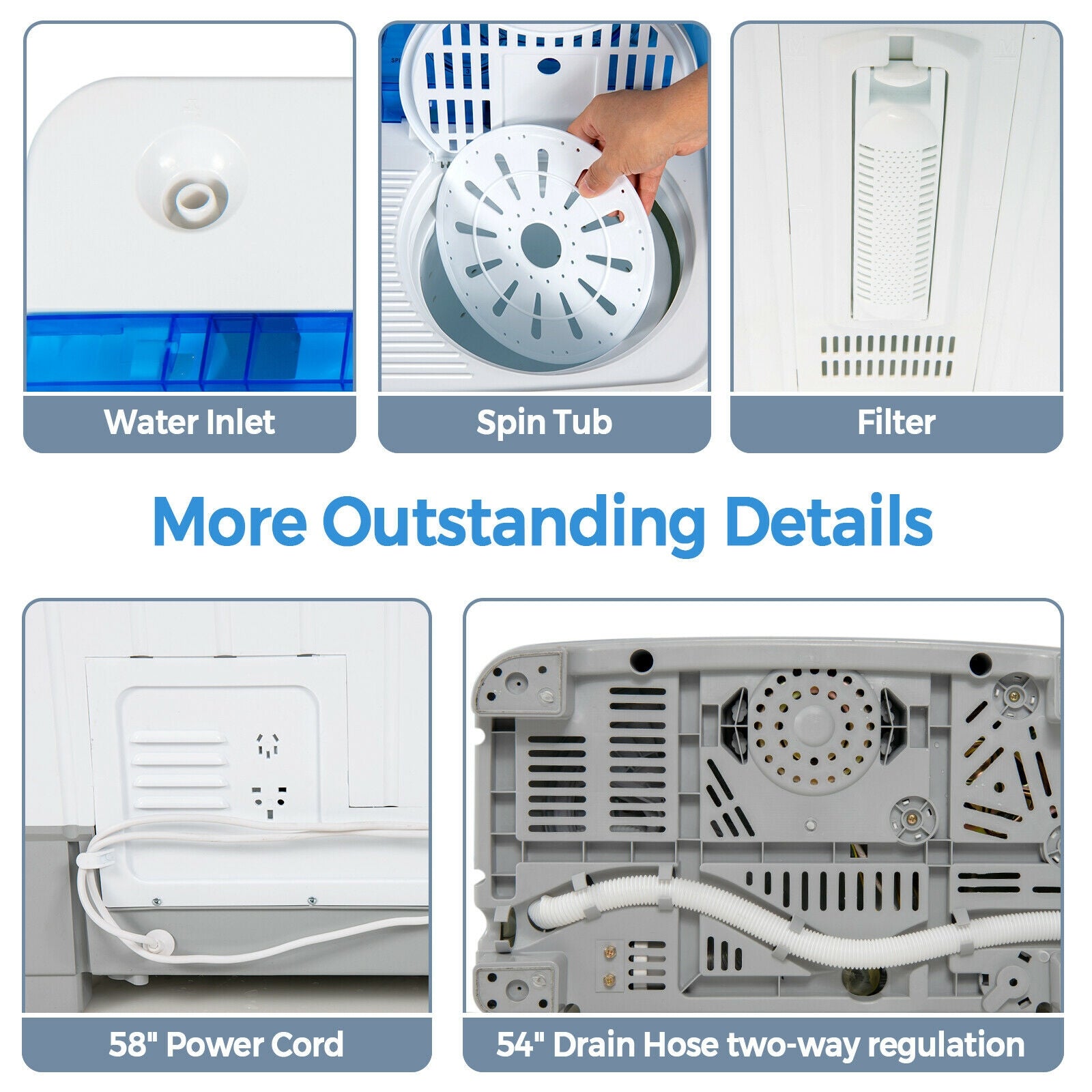 2-in-1 Portable 22lbs Capacity Washing Machine with Timer Control, Blue Washing Machines at Gallery Canada