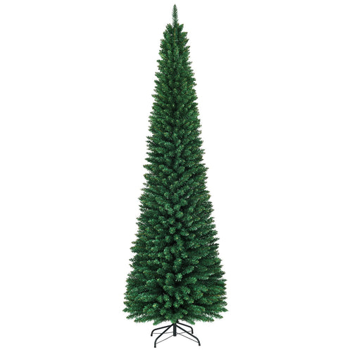 PVC Artificial Slim Pencil Christmas Tree-9', Green