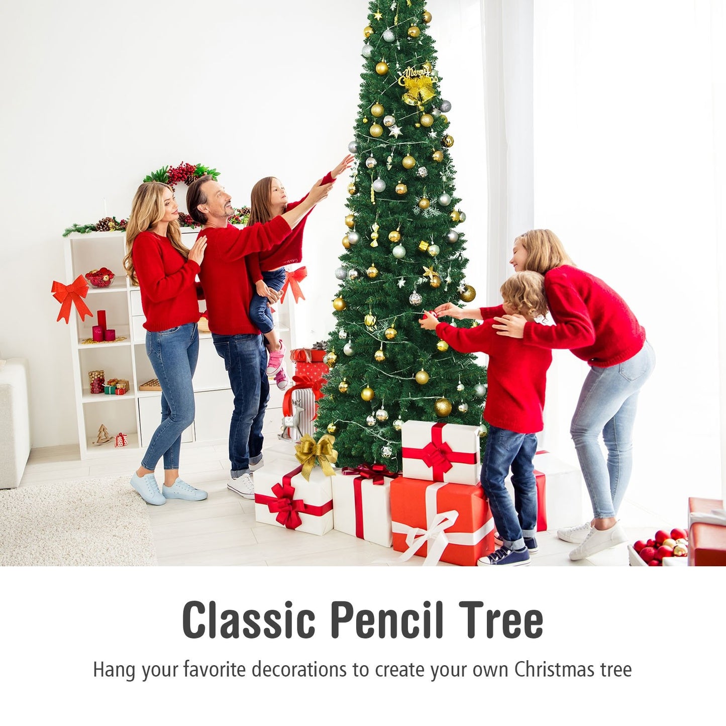 PVC Artificial Slim Pencil Christmas Tree-9', Green Christmas Tree   at Gallery Canada