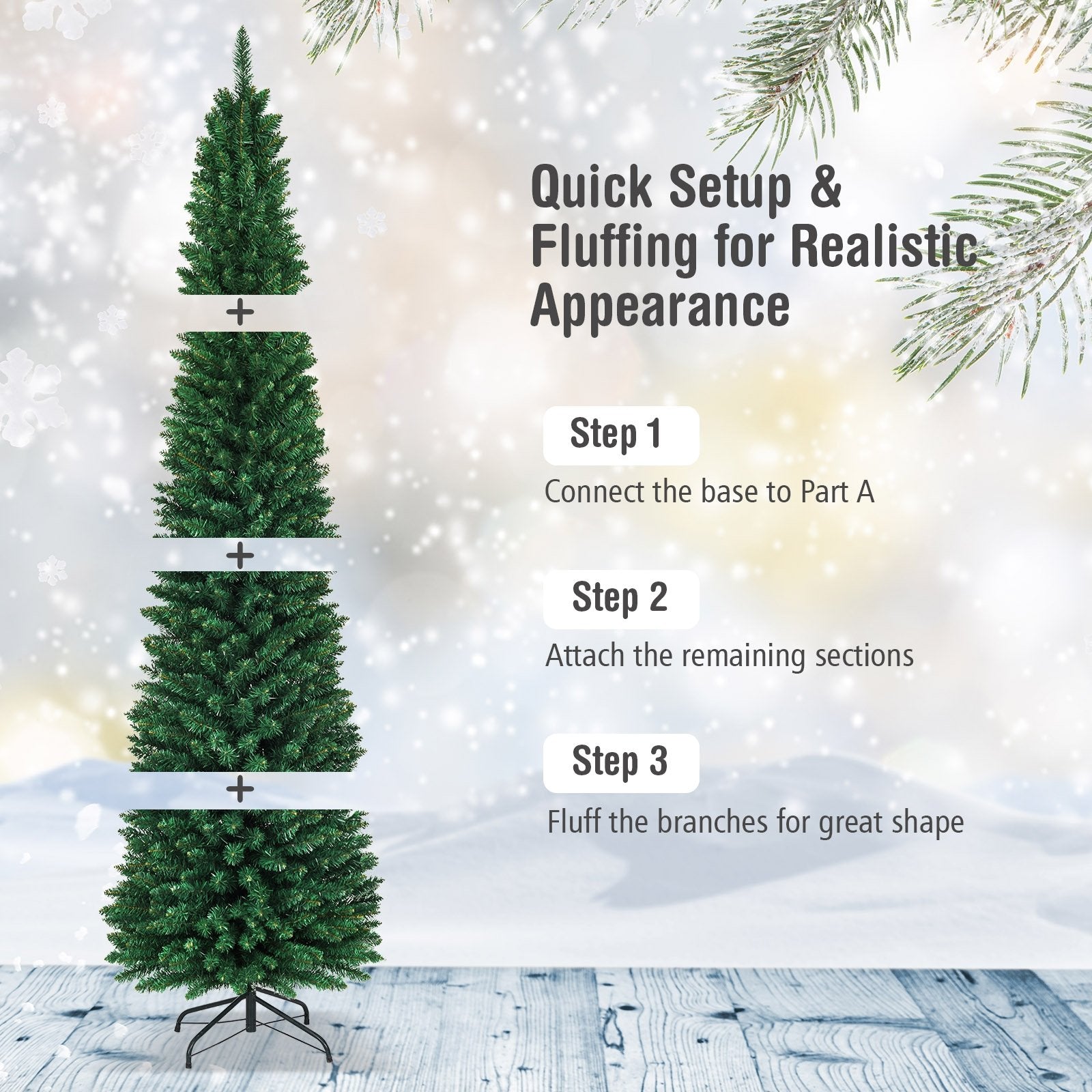 PVC Artificial Slim Pencil Christmas Tree-9', Green Christmas Tree   at Gallery Canada