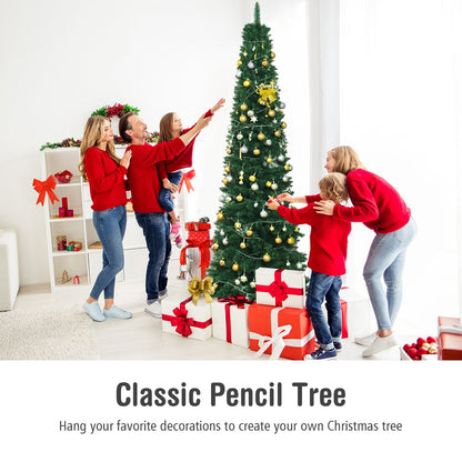 PVC Artificial Slim Pencil Christmas Tree-8 Feet, Green Christmas Tree   at Gallery Canada