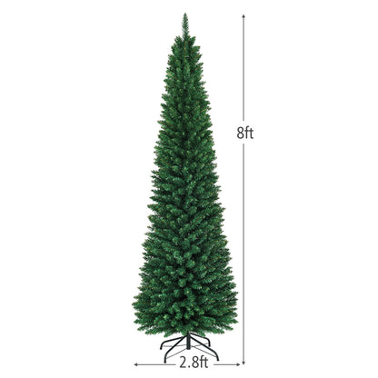 PVC Artificial Slim Pencil Christmas Tree-8 Feet, Green Christmas Tree   at Gallery Canada