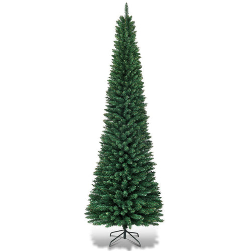 PVC Artificial Slim Pencil Christmas Tree-7', Green