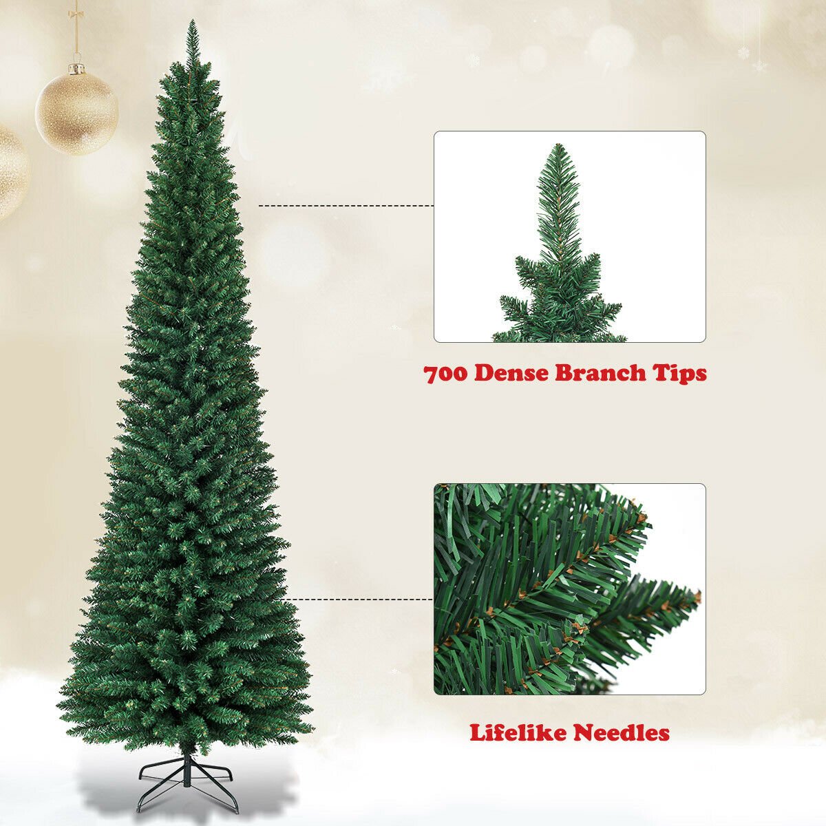 PVC Artificial Slim Pencil Christmas Tree-7', Green Christmas Tree   at Gallery Canada