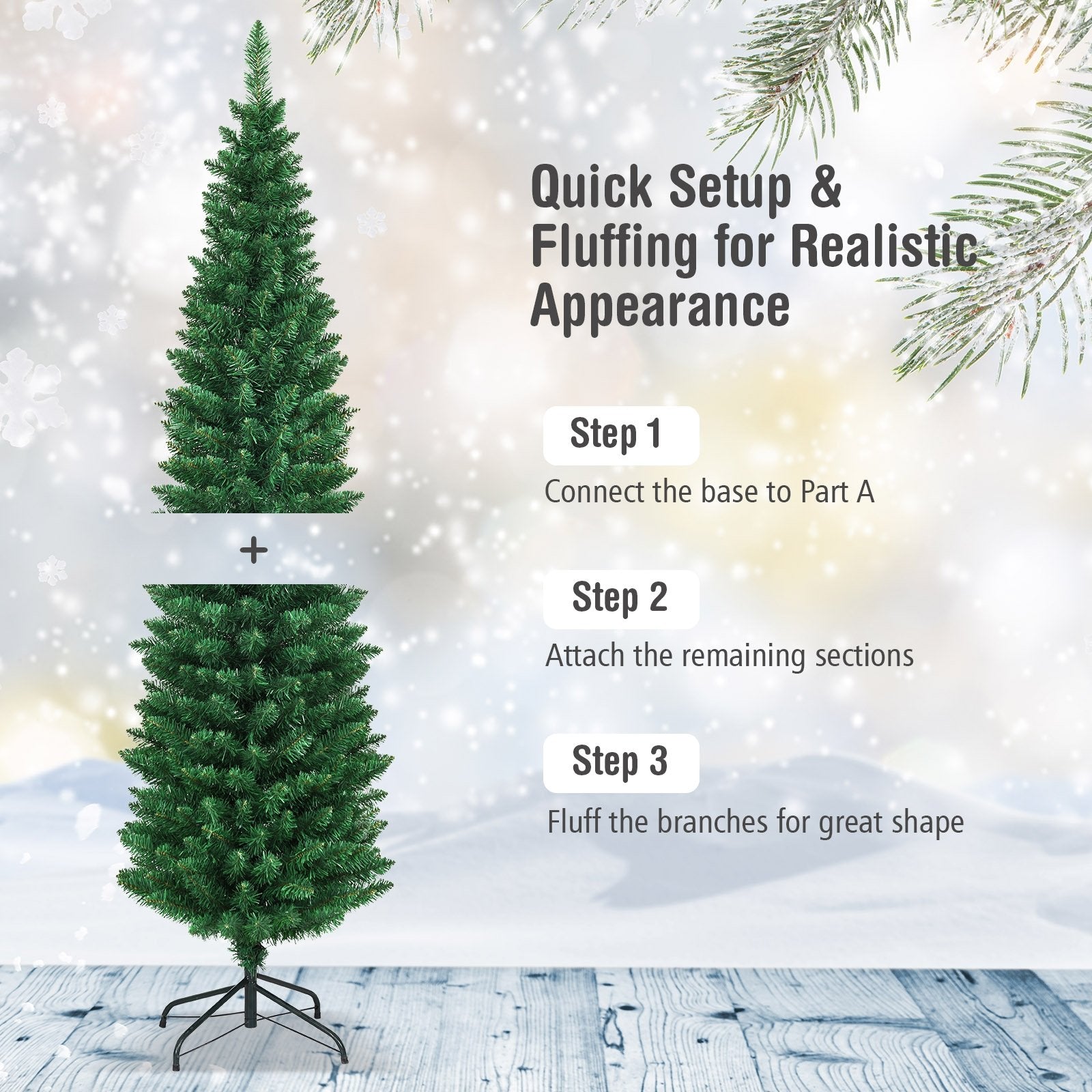 PVC Artificial Slim Pencil Christmas Tree-6', Green Christmas Tree   at Gallery Canada