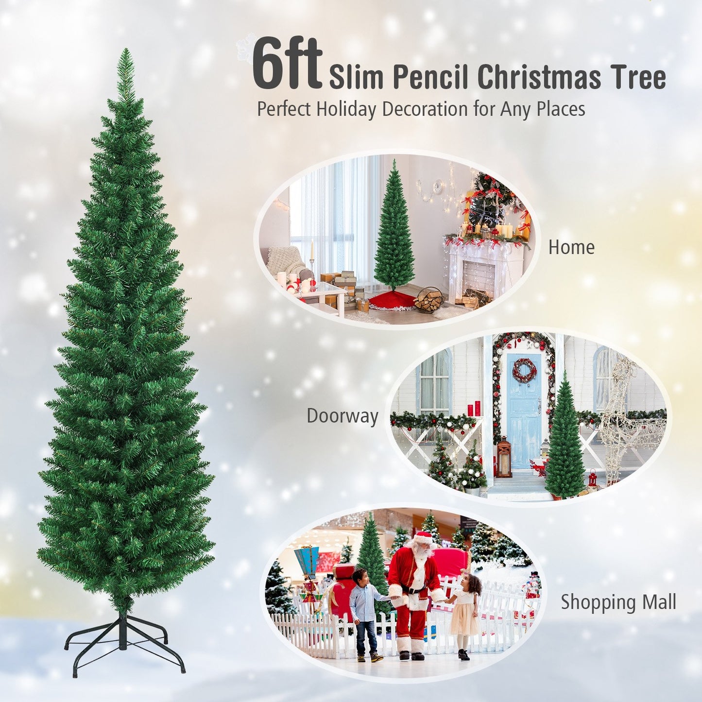 PVC Artificial Slim Pencil Christmas Tree-6', Green Christmas Tree   at Gallery Canada