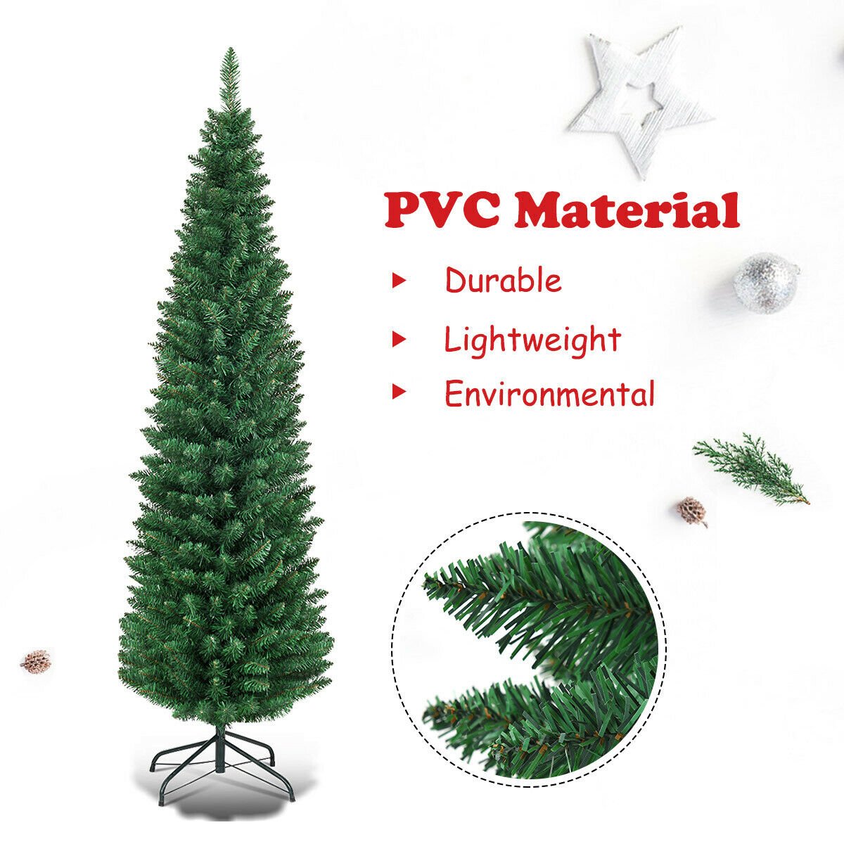 PVC Artificial Slim Pencil Christmas Tree-5', Green Christmas Tree   at Gallery Canada