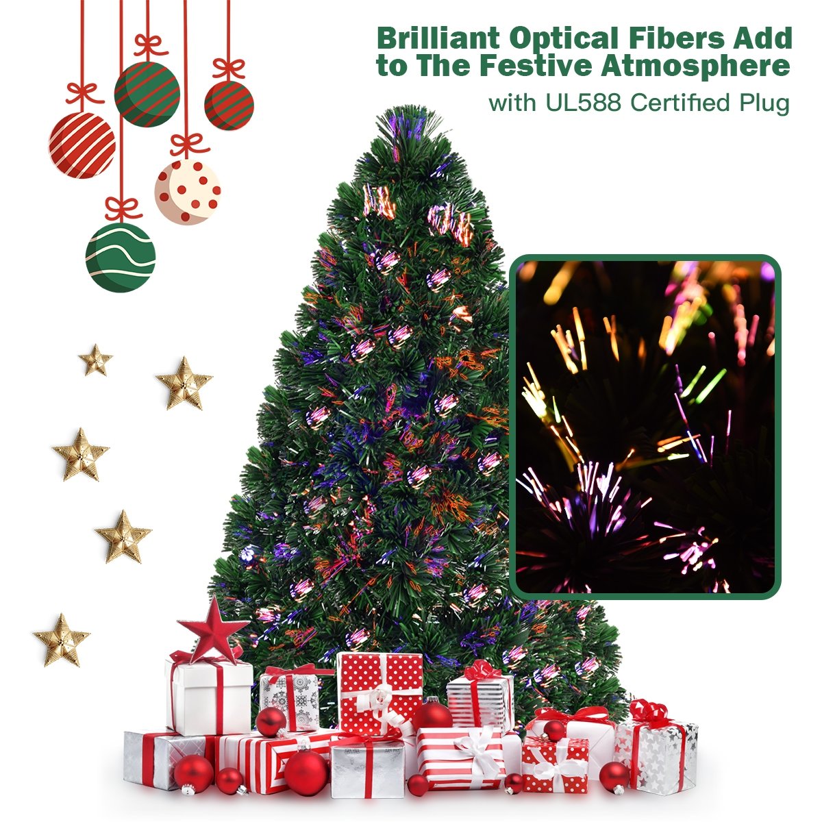 Artificial  Pre-Lit Fiber Optic PVC Christmas Tree-5 ft, Green Christmas Tree   at Gallery Canada