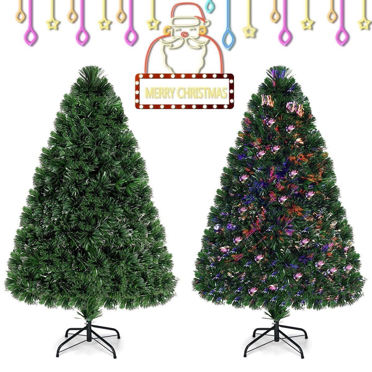 3/4/5 Feet Artificial Pre-Lit Fiber Optic PVC Christmas Tree-4 ft, Green Christmas Tree   at Gallery Canada