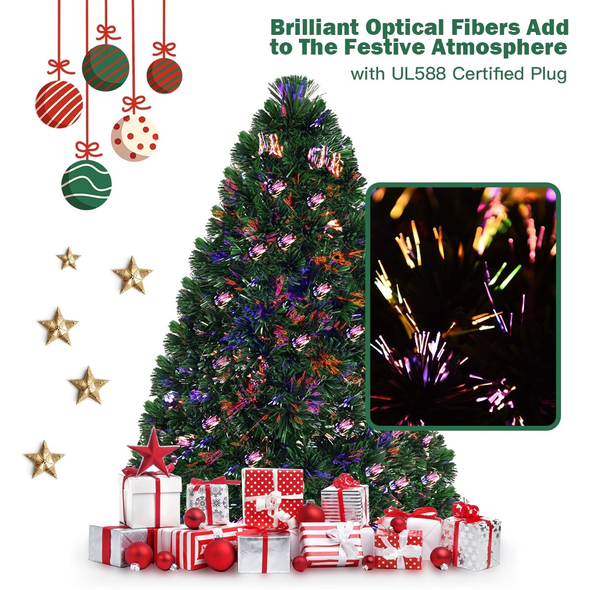 3/4/5 Feet Artificial Pre-Lit Fiber Optic PVC Christmas Tree-4 ft, Green Christmas Tree   at Gallery Canada