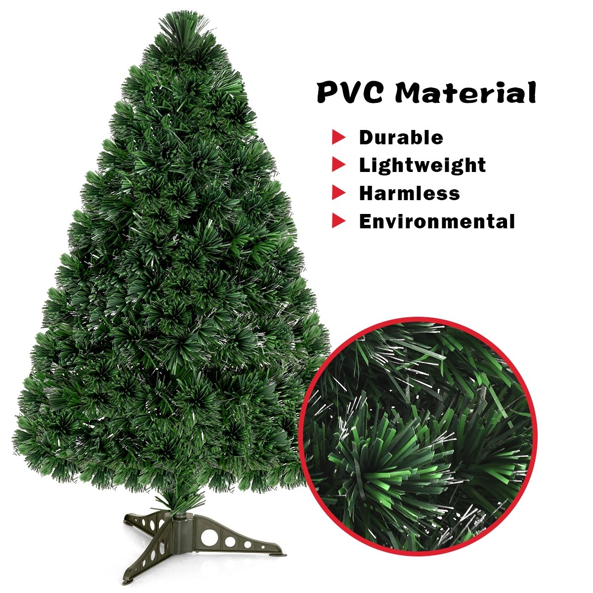 3/4/5 Feet Artificial Pre-Lit Fiber Optic PVC Christmas Tree-3 ft, Green Christmas Tree   at Gallery Canada