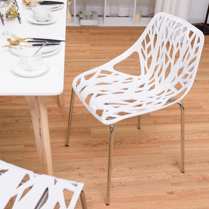 Set of 6 Accent Armless Modern Dining Chairs with Plastic Feet Pads, White Dining Chairs   at Gallery Canada