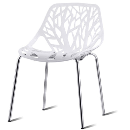 Set of 6 Accent Armless Modern Dining Chairs with Plastic Feet Pads, White Dining Chairs   at Gallery Canada