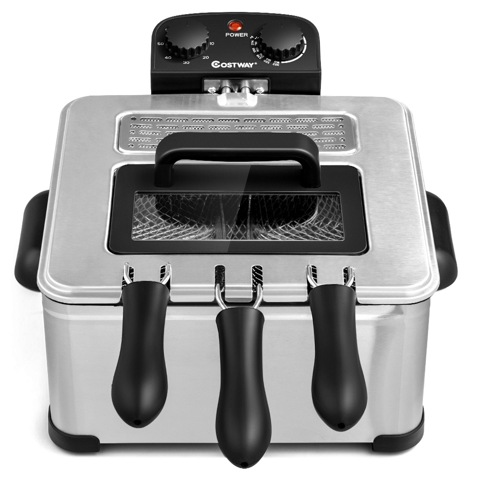 Electric Deep Fryer 5.3QT/21-Cup Stainless Steel 1700W with Triple Basket, Silver Air Fryers   at Gallery Canada