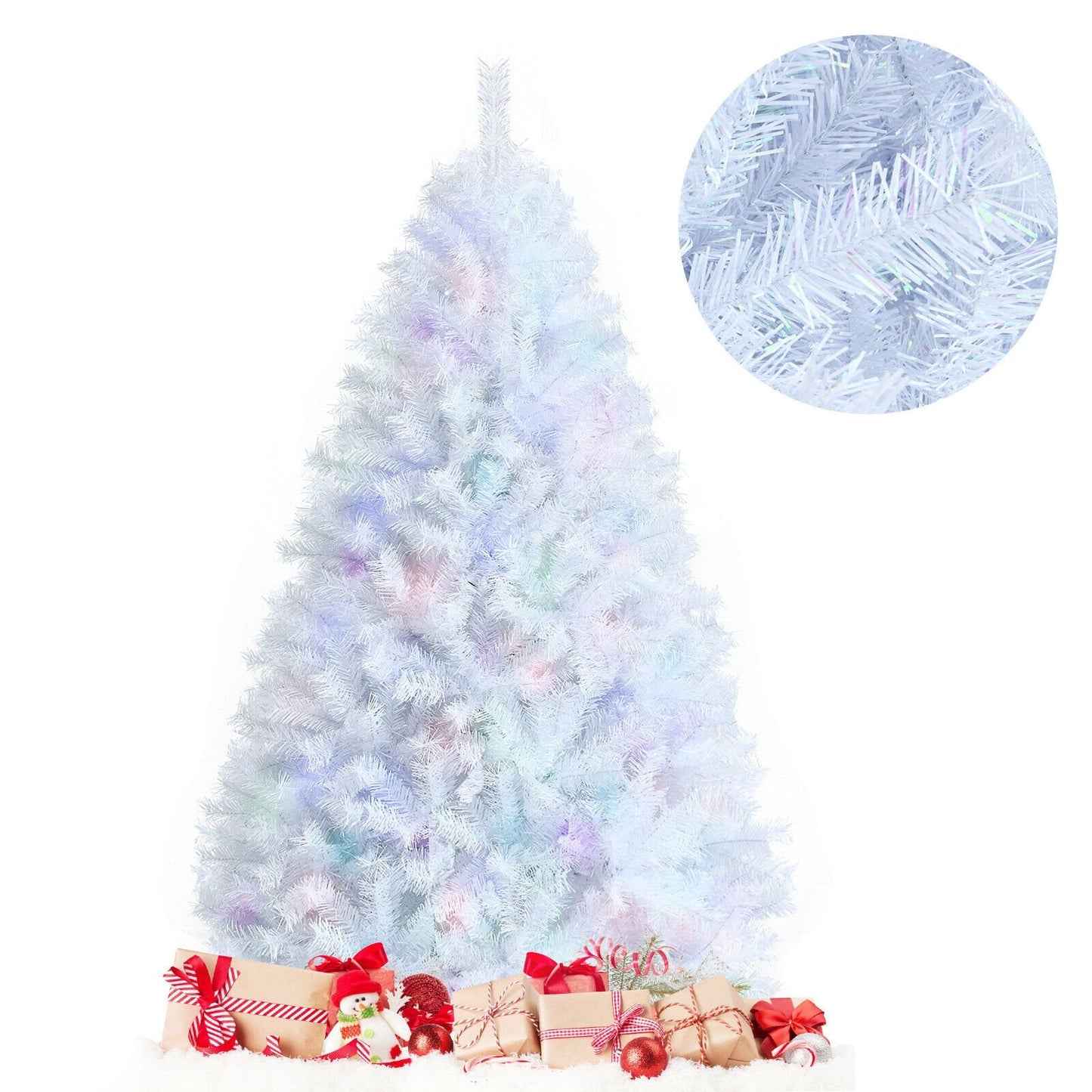 6 Feet Artificial Christmas Tree with Iridescent Branch Tips, White Christmas Tree   at Gallery Canada