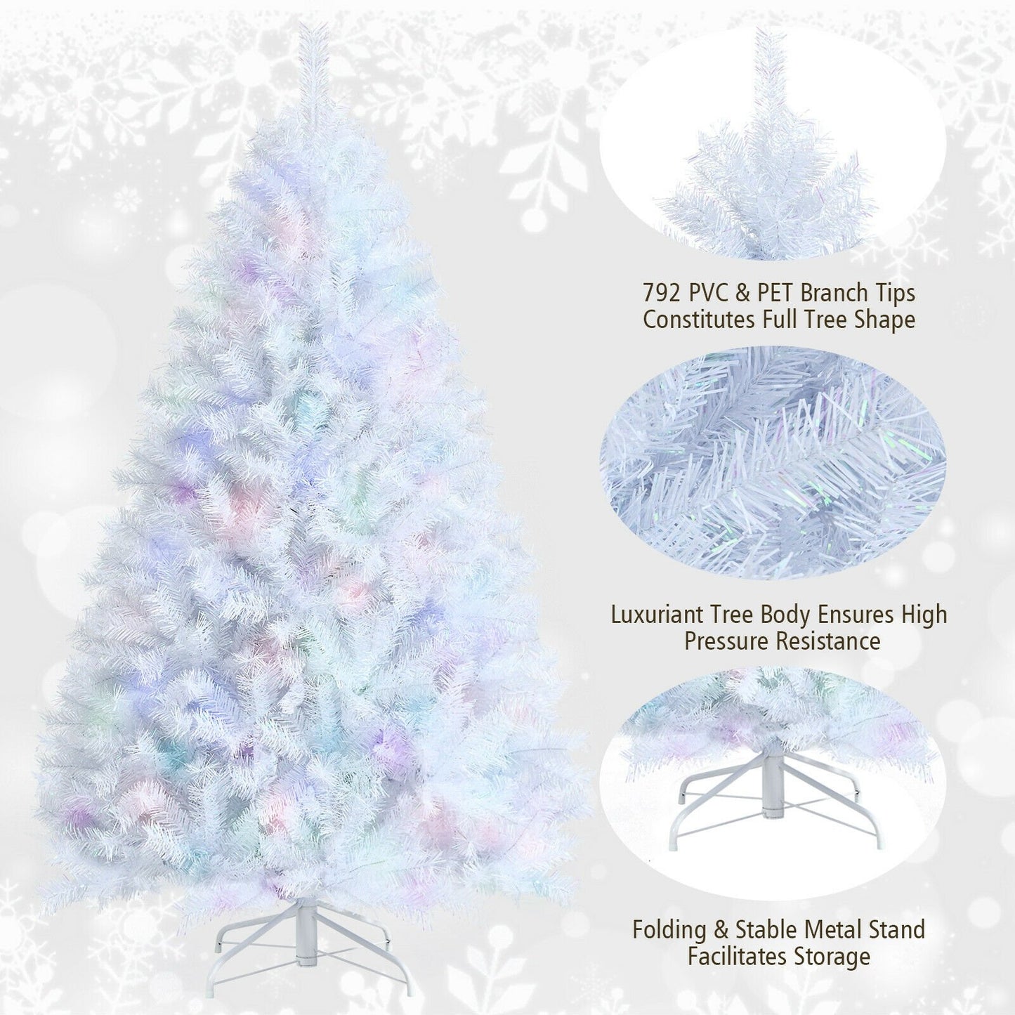 6 Feet Artificial Christmas Tree with Iridescent Branch Tips, White Christmas Tree   at Gallery Canada