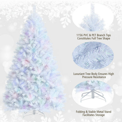 7 Feet White Iridescent Tinsel Artificial Christmas Tree with Metal Stand, White Christmas Tree   at Gallery Canada