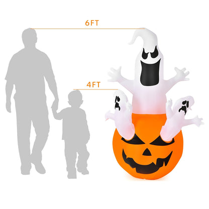 6 Feet Pumpkin-Halloween Blow Up Yard Decorations with Build-in LED Light, Orange Halloween   at Gallery Canada