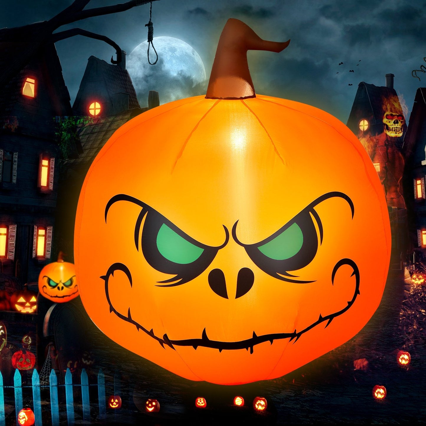 4 Feet Halloween Inflatable Pumpkin with Build-in LED Light, Orange - Gallery Canada