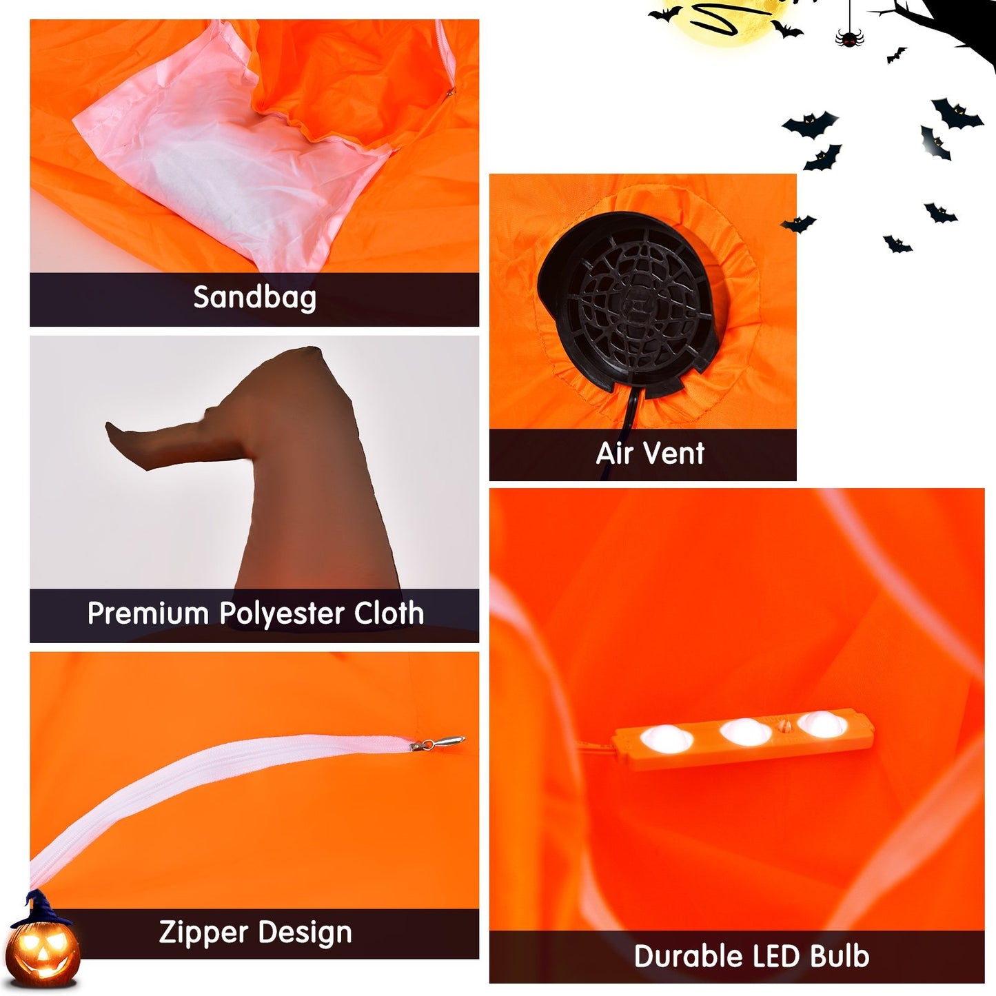 4 Feet Halloween Inflatable Pumpkin with Build-in LED Light, Orange Halloween   at Gallery Canada