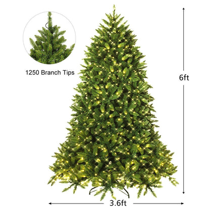 Premium Hinged Artificial Fir Christmas Tree with LED Lights-6 ft, Green Christmas Tree   at Gallery Canada