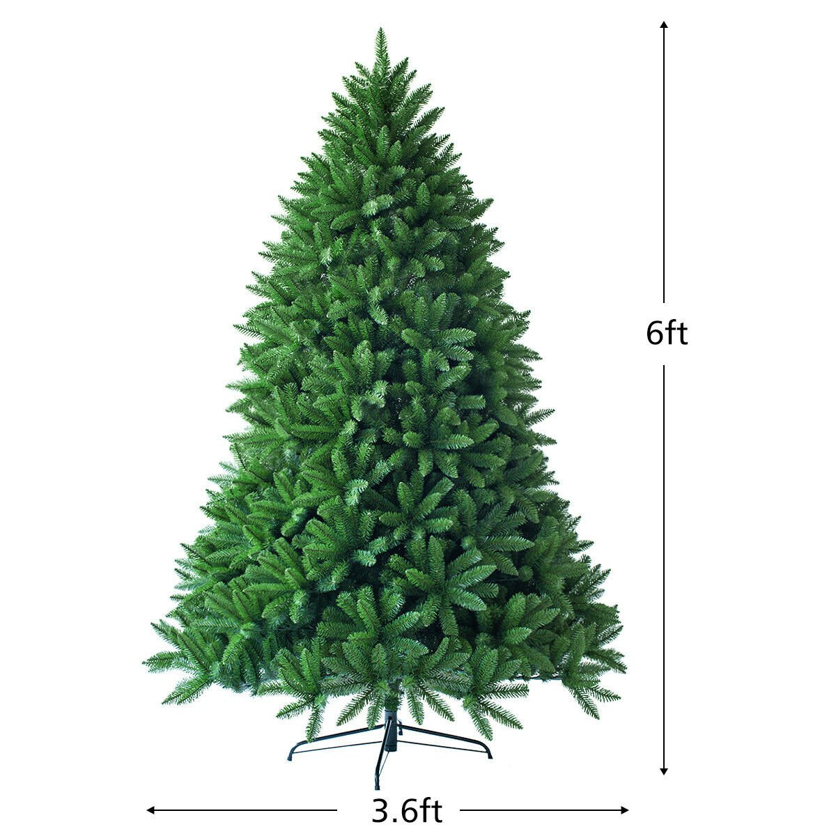 6 Feet Unlit Artificial Christmas Tree with 1250 Branch Tips, Green Christmas Tree   at Gallery Canada