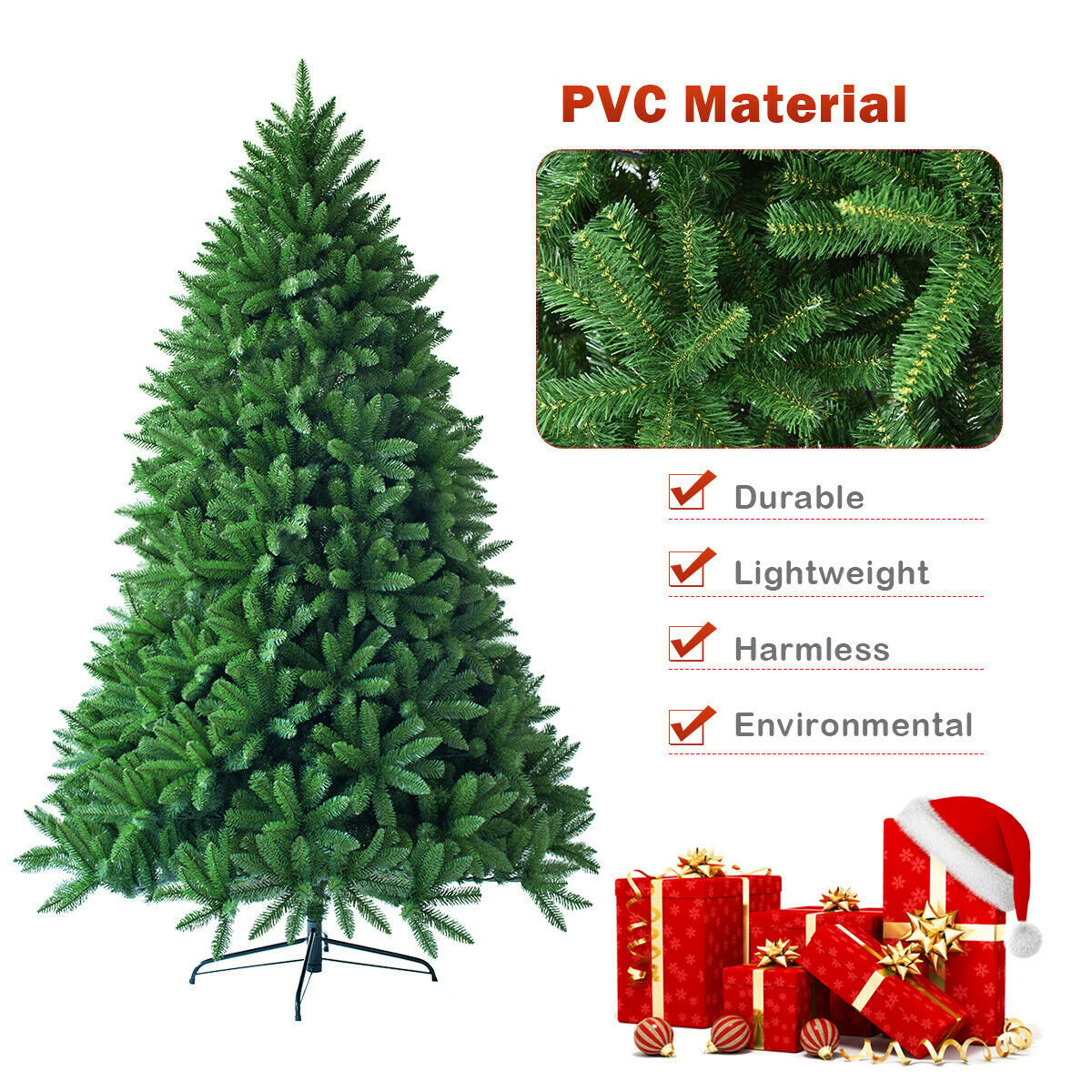 6 Feet Unlit Artificial Christmas Tree with 1250 Branch Tips, Green Christmas Tree   at Gallery Canada