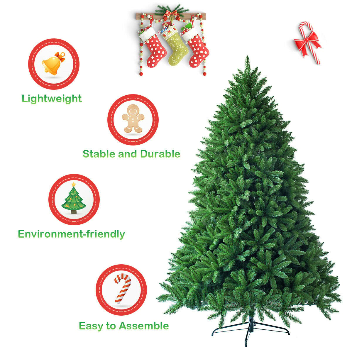 6 Feet Unlit Artificial Christmas Tree with 1250 Branch Tips, Green Christmas Tree   at Gallery Canada