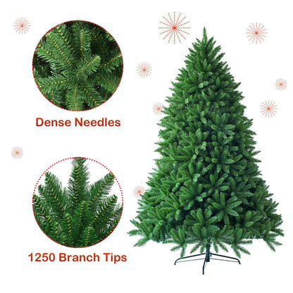 6 Feet Unlit Artificial Christmas Tree with 1250 Branch Tips, Green Christmas Tree   at Gallery Canada