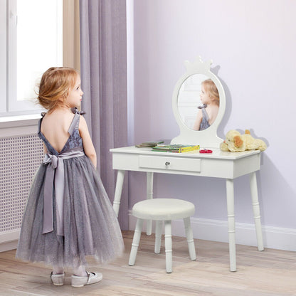 Vanity Makeup Table & Chair Set Make Up Stool, White Kids Vanities   at Gallery Canada