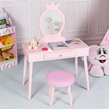 Kids Vanity Makeup Table and Chair Set Make Up Stool, Pink Kids Vanities   at Gallery Canada